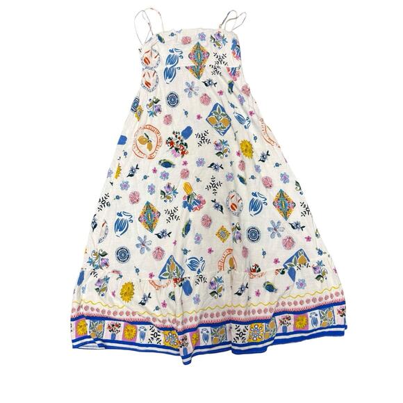 Label Of Love Linen Blend Maxi Dress White Multicolor Print Boho Summer XL - Picture 4 of 10